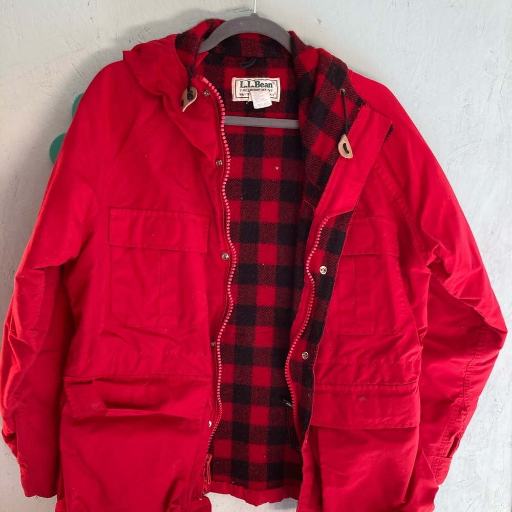 LL Bean Vintage Baxter State Parka Lined Red Women’s Hooded 4258 Size Medium